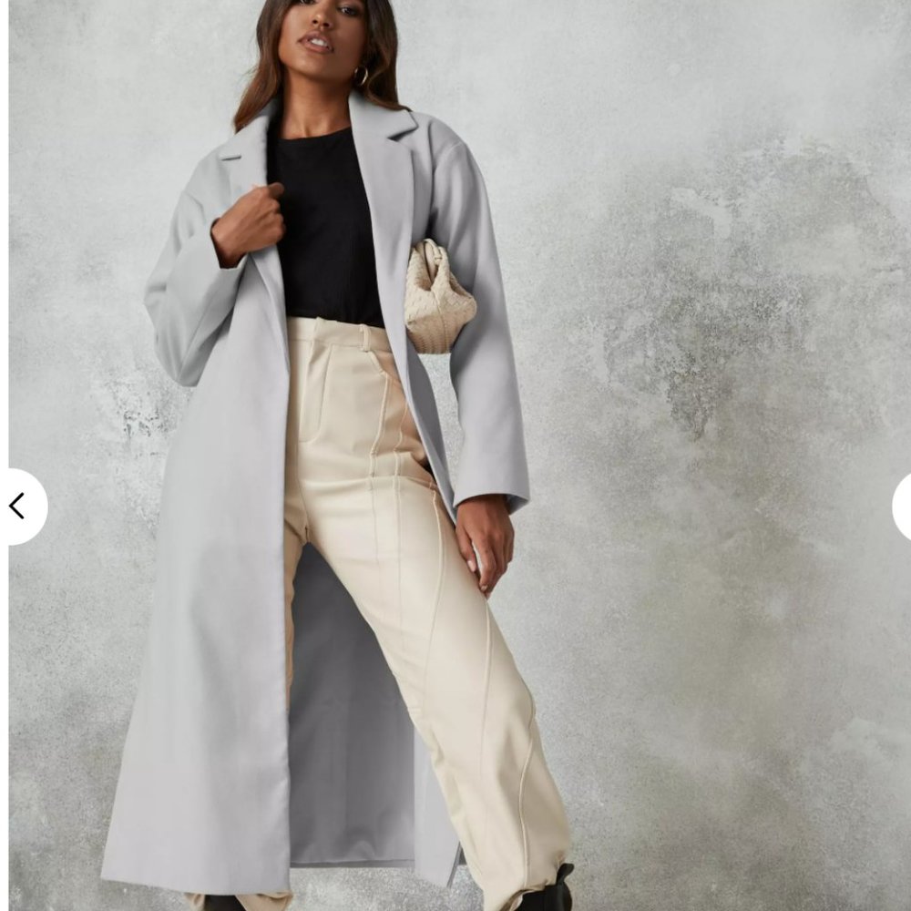 Missguided Longline Grey Formal Peacoat